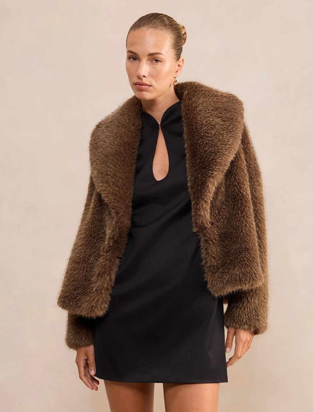 Frankie Faux Fur Jacket Chocolate