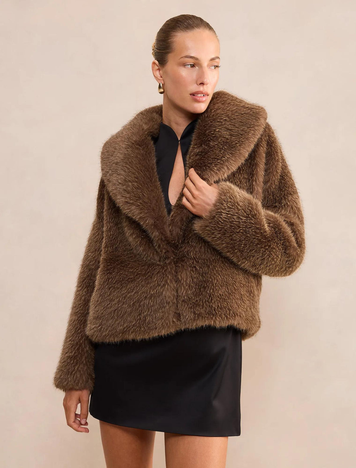Frankie Faux Fur Jacket Chocolate