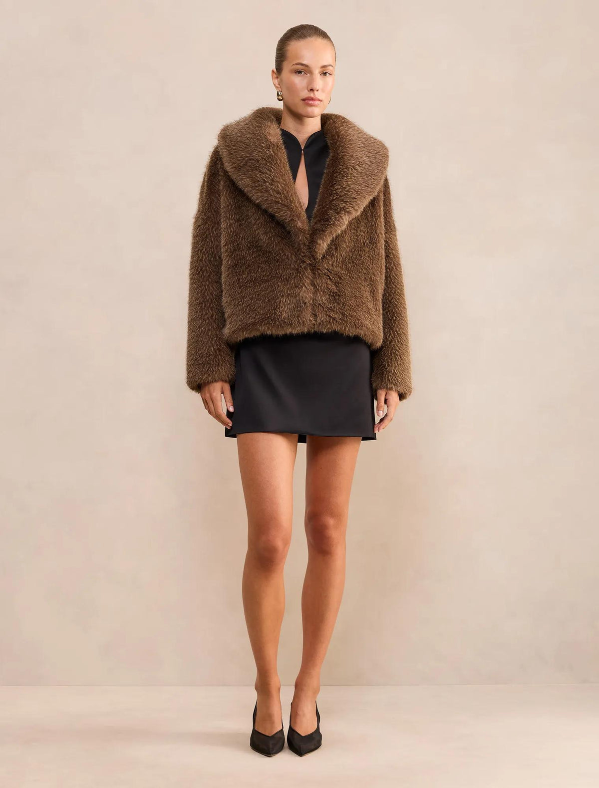 Frankie Faux Fur Jacket Chocolate