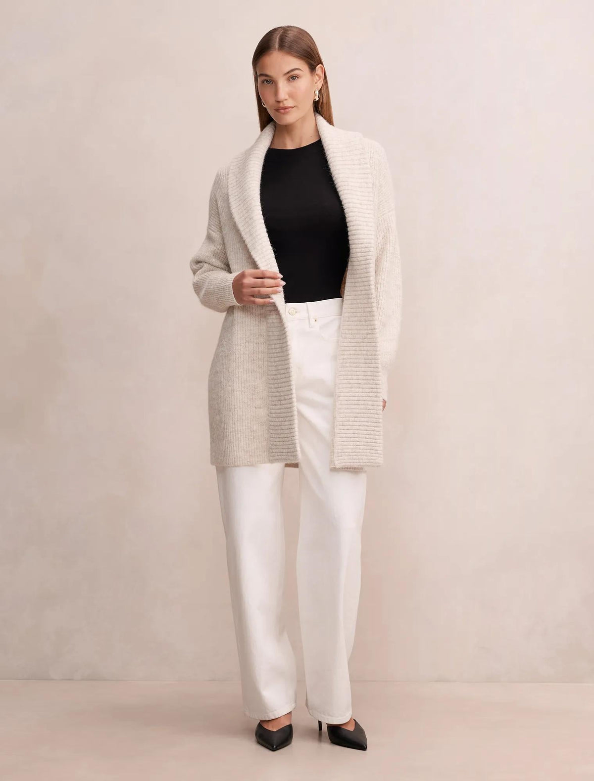 Rosie Longline Knit Cardigan Neutral Oatmeal