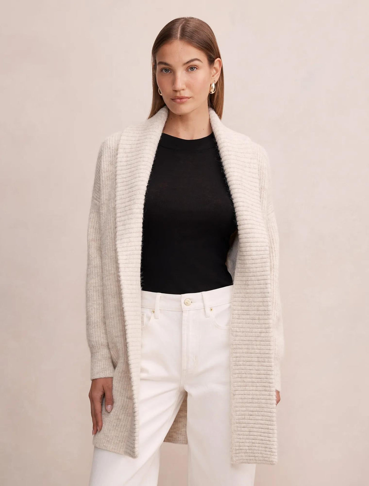 Rosie Longline Knit Cardigan Neutral Oatmeal