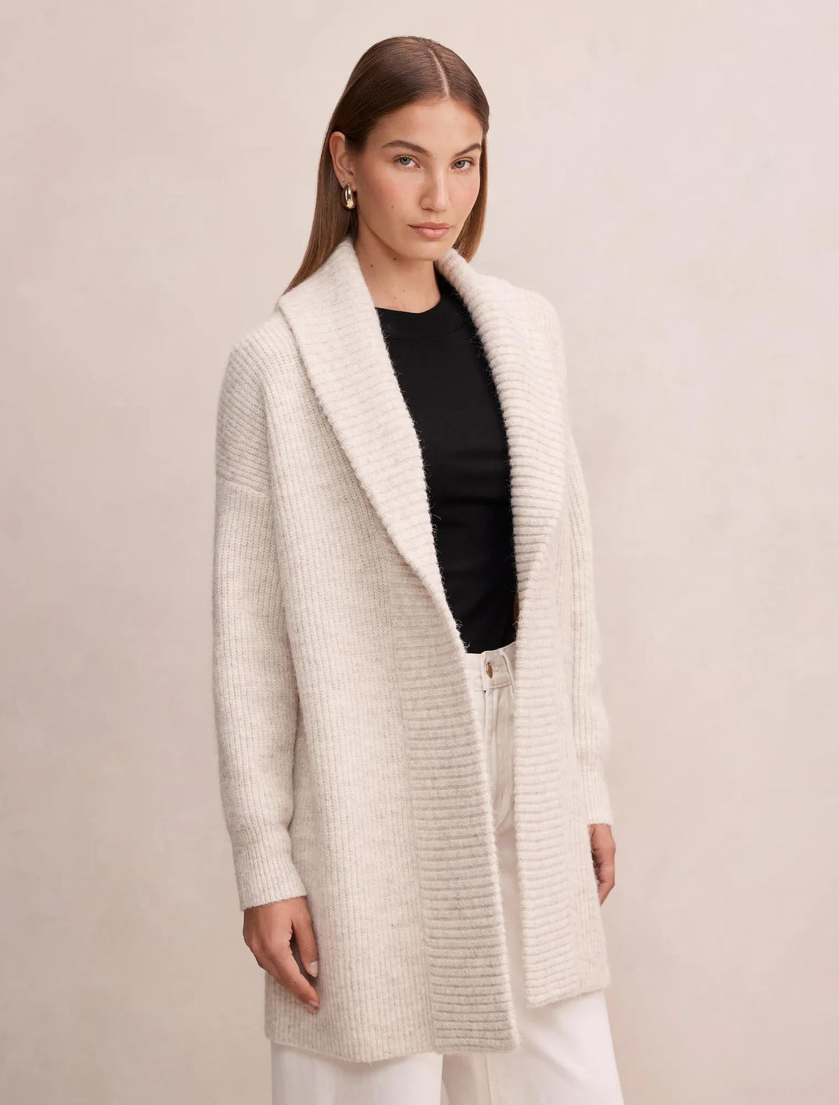 Rosie Longline Knit Cardigan Neutral Oatmeal