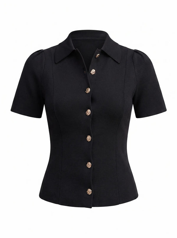 Esther Button Knit Top Black Co-Ord_mannequin