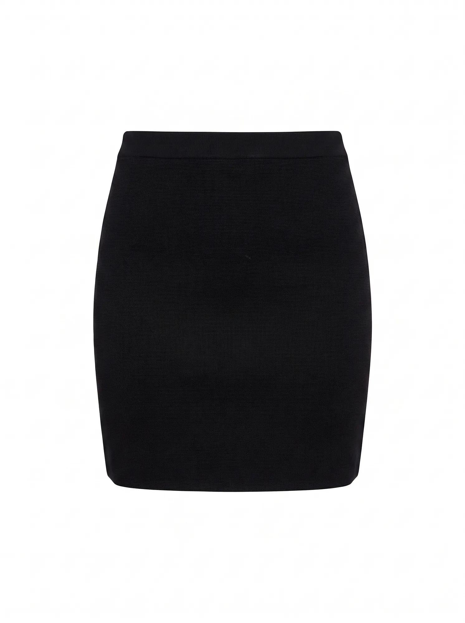 Esther Knitted Mini Skirt Black Co-Ord_mannequin