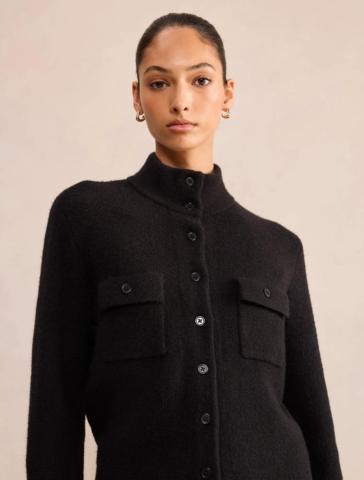 Piper Funnel Neck Cardigan Black