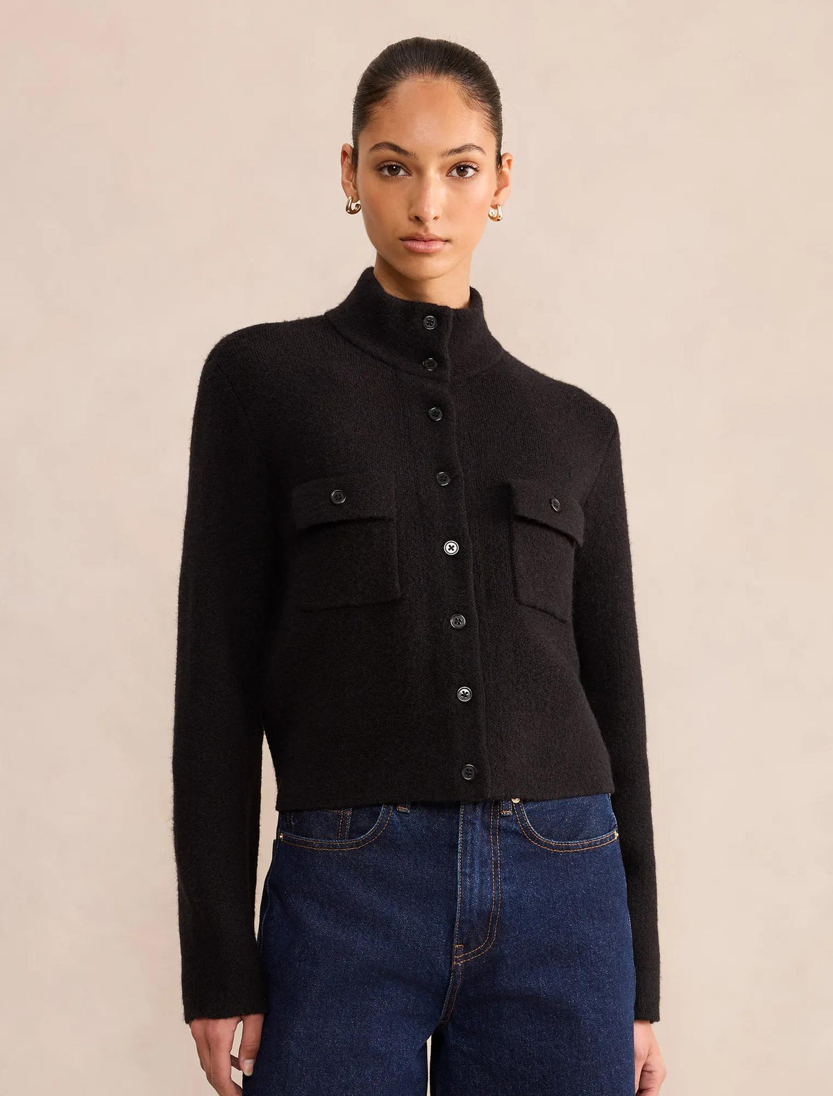 Piper Funnel Neck Cardigan Black
