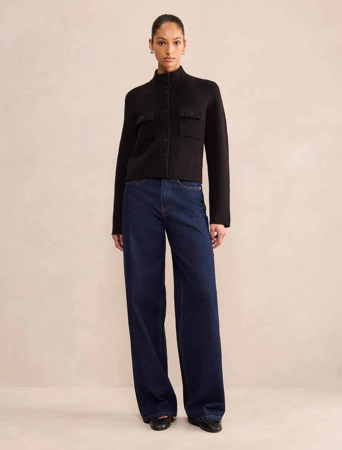 Piper Funnel Neck Cardigan Black