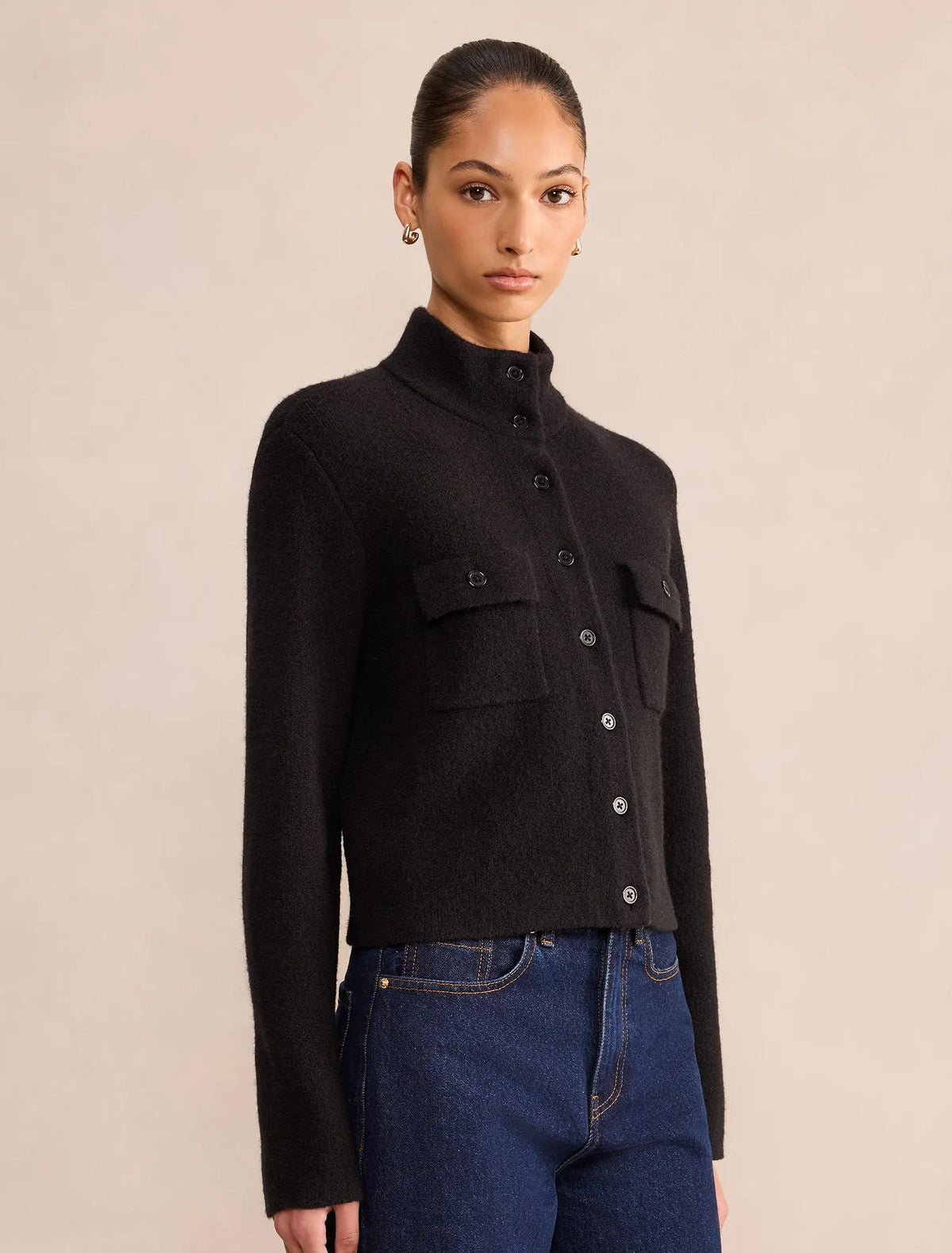 Piper Funnel Neck Cardigan Black