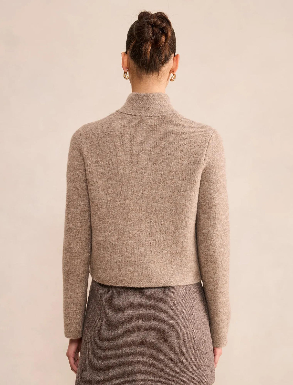 Piper Funnel Neck Cardigan Hazelnut Brown