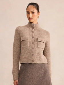 Piper Funnel Neck Cardigan Hazelnut Brown