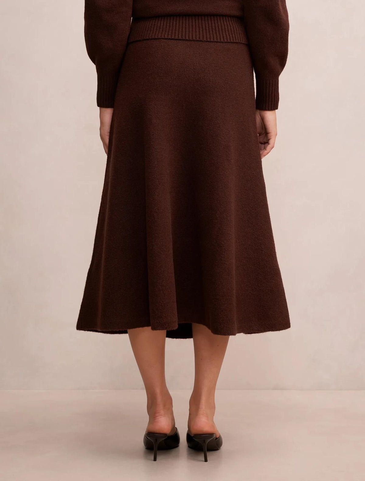 Sammie Knit Midi Skirt Chocolate Co-ord