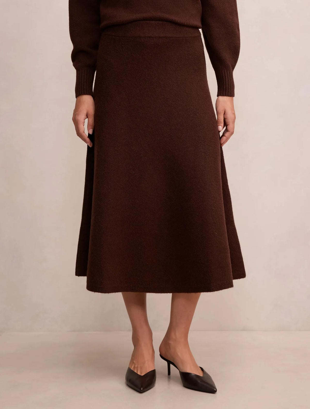 Sammie Knit Midi Skirt Chocolate Co-ord