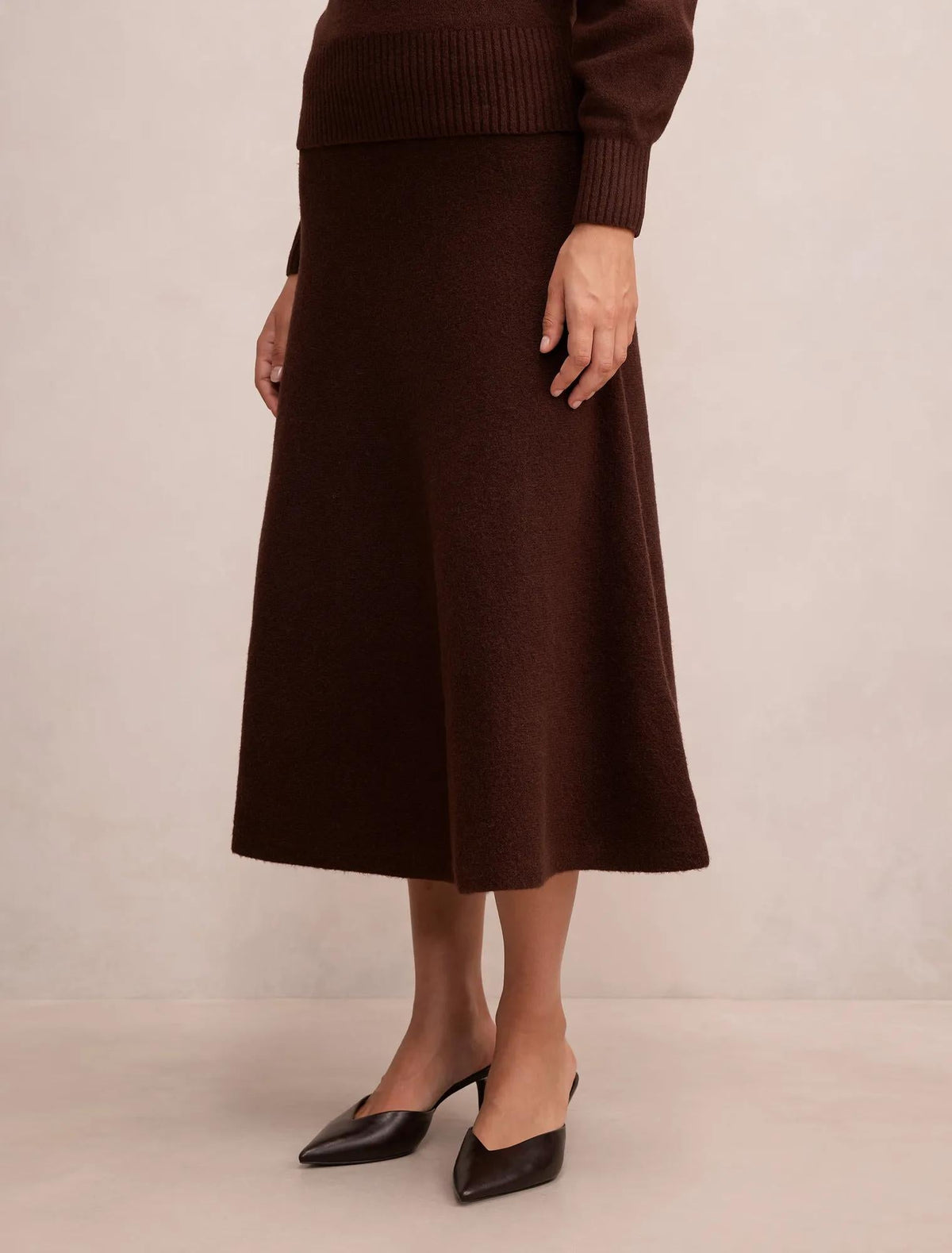 Sammie Knit Midi Skirt Chocolate Co-ord