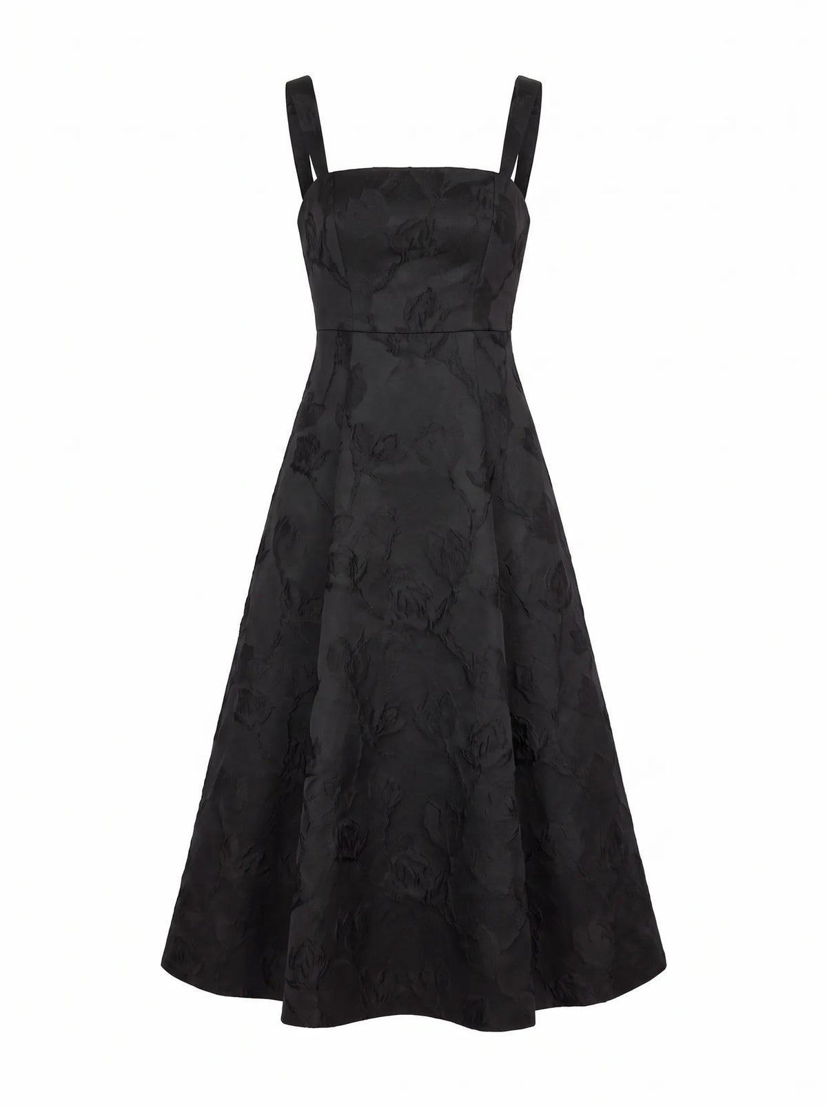 Willow Strappy Jacquard Midi Black_mannequin