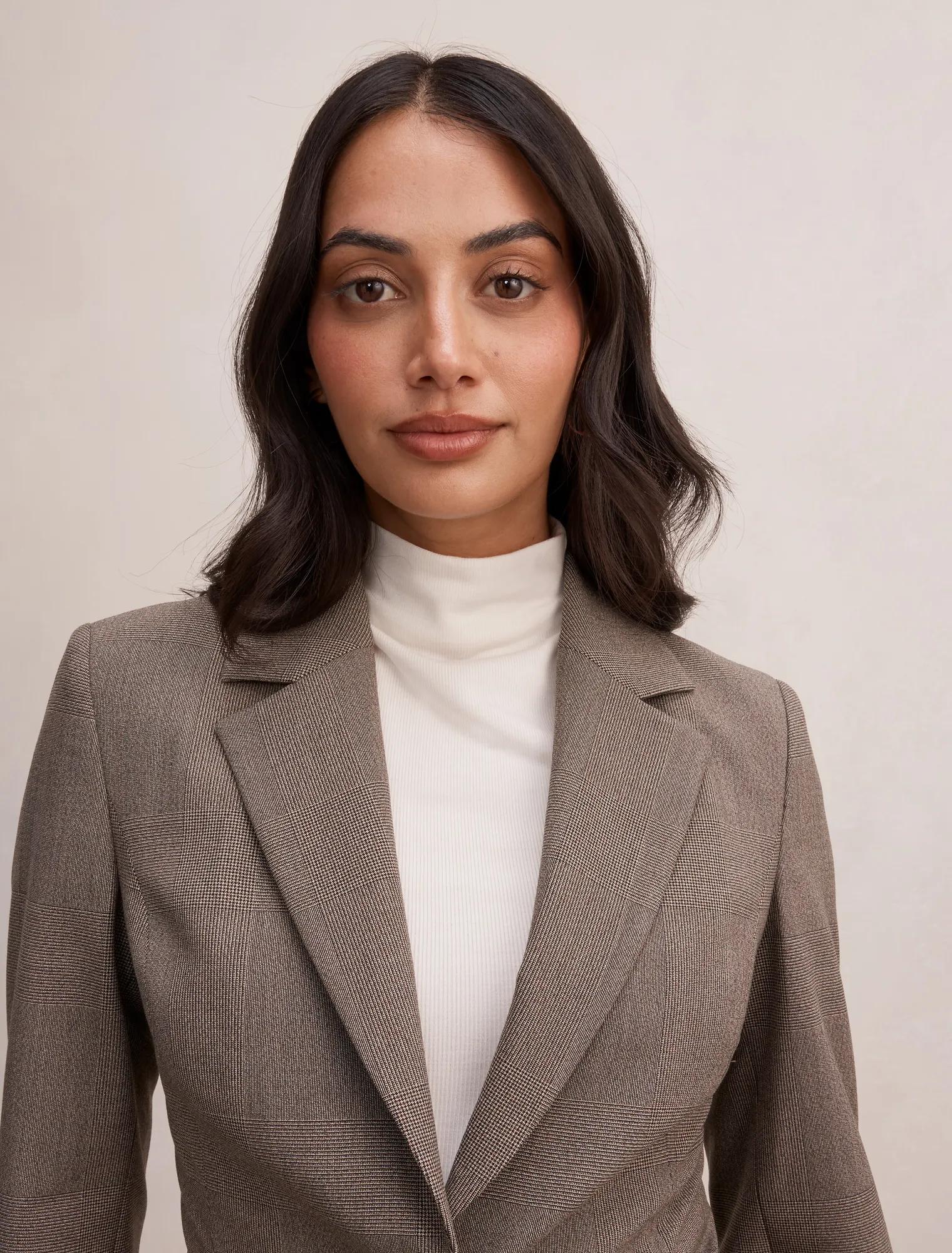 Clea Single Breasted Blazer Check Suit