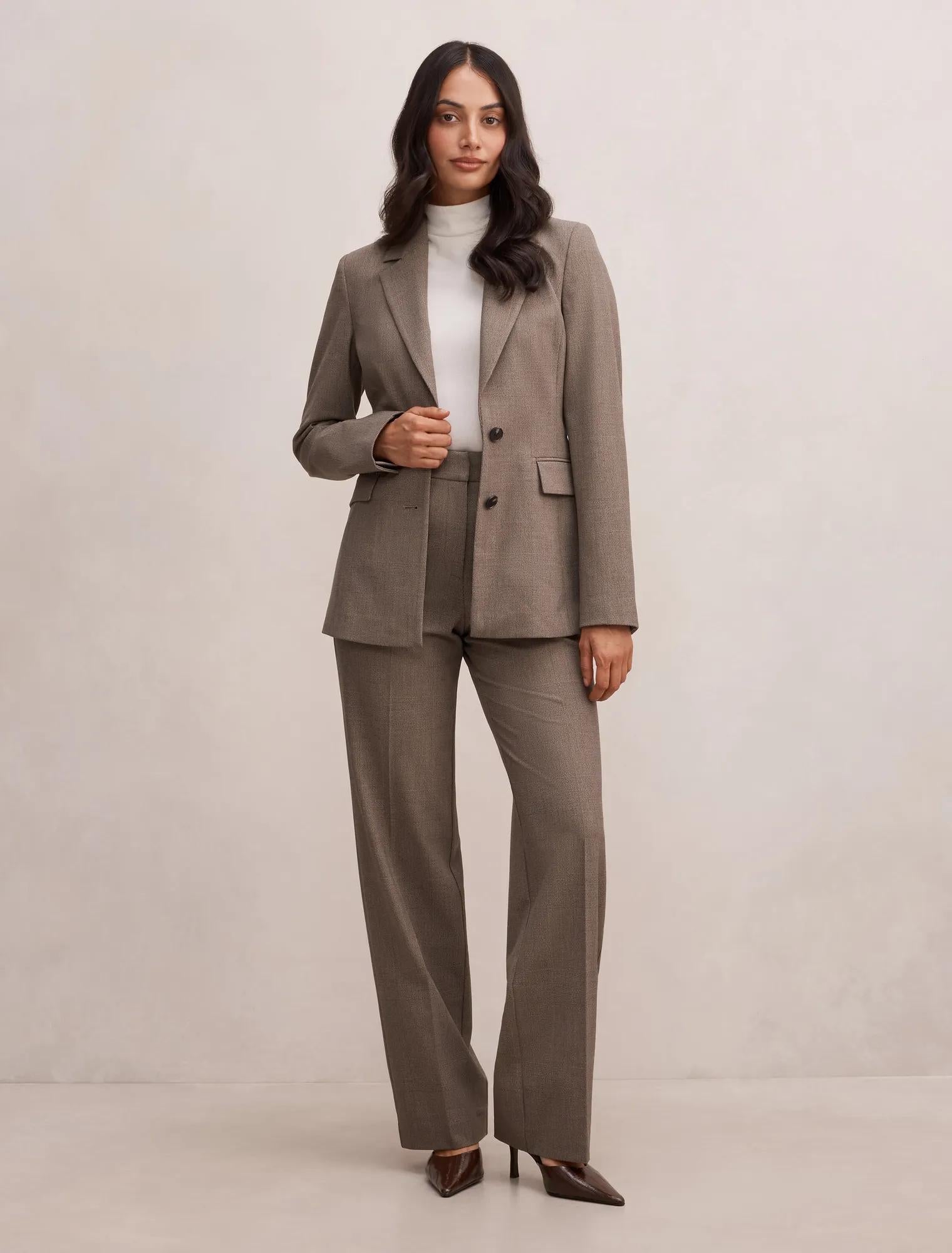 Clea Single Breasted Blazer Check Suit