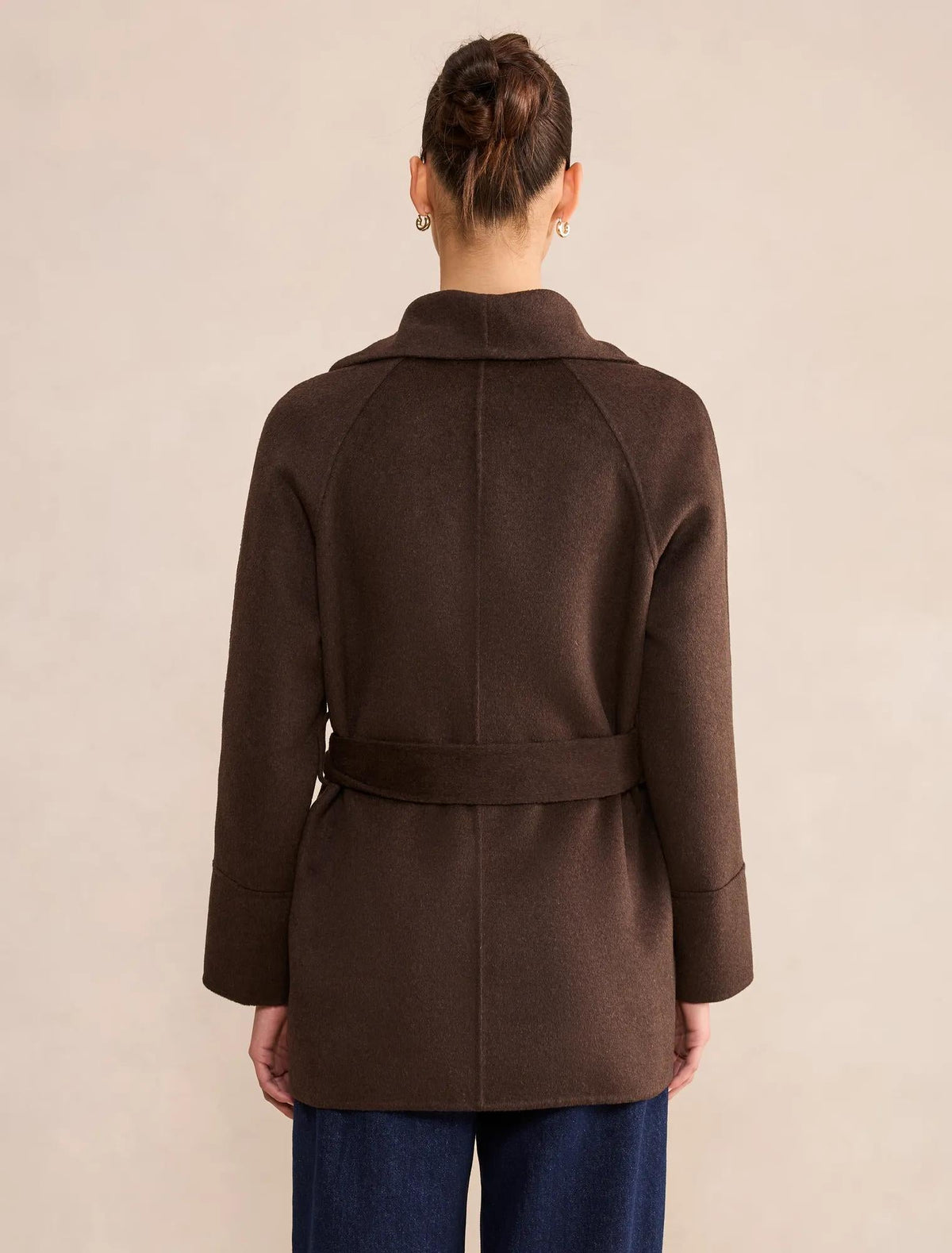 Clare Felled Wrap Coat Chocolate