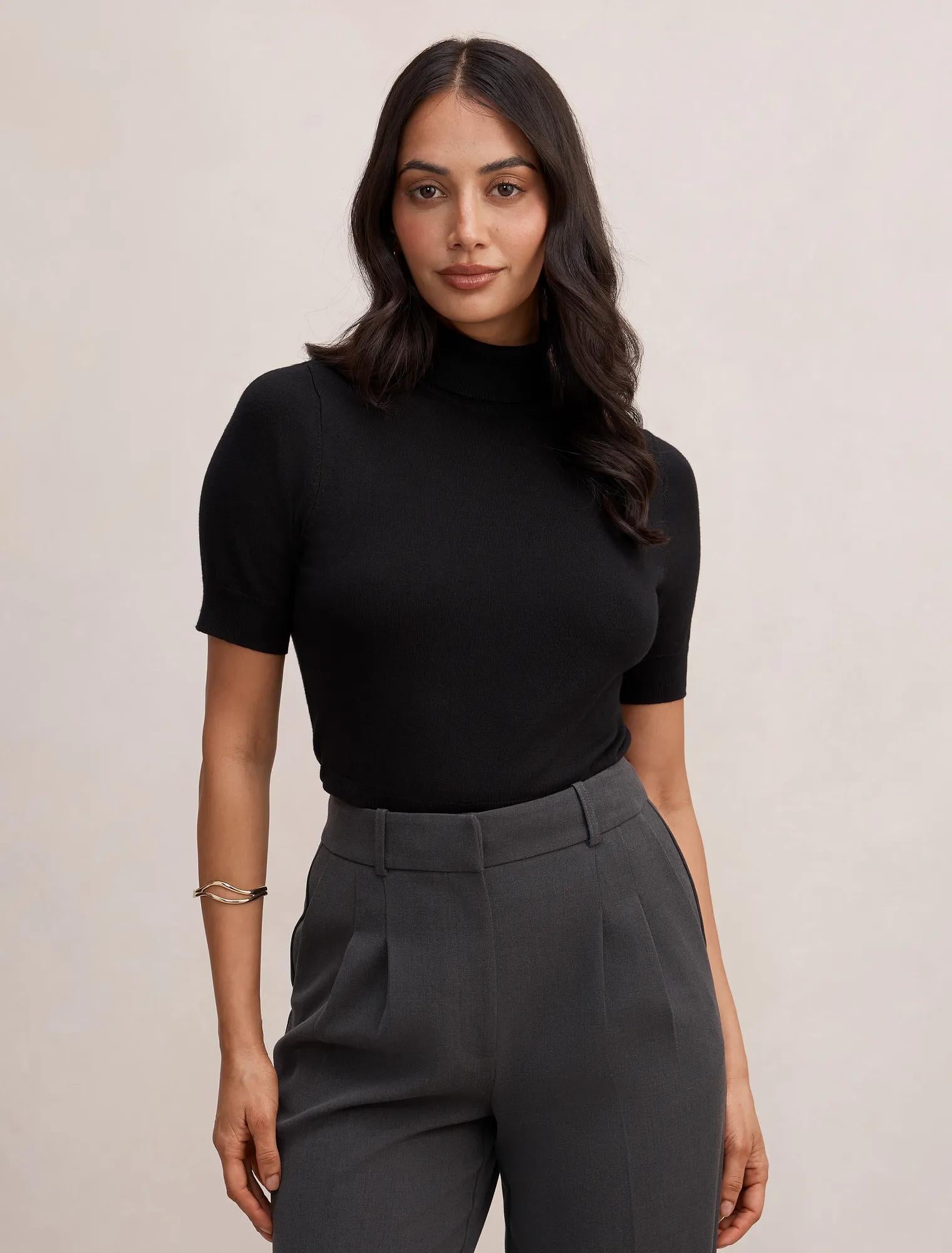 Kate Roll Neck Tee Black