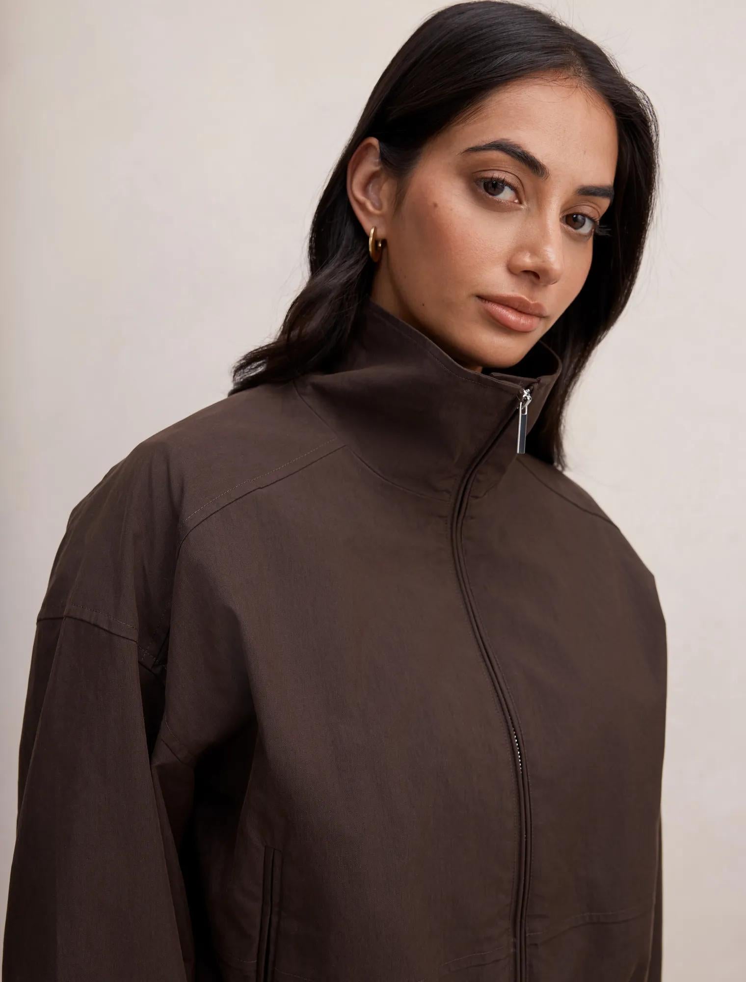 Brooke Funnel Neck Jacket Chocolate