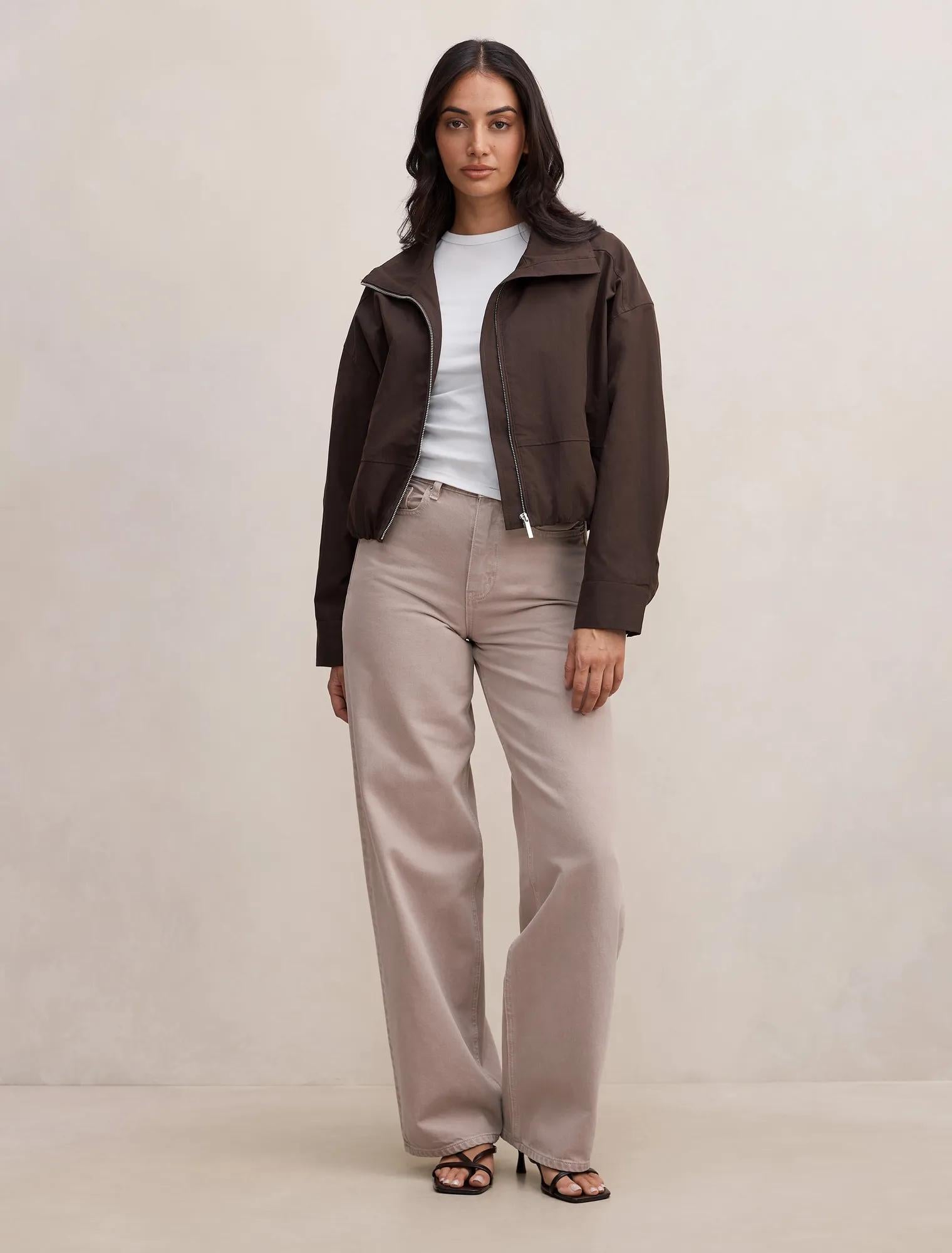 Brooke Funnel Neck Jacket Chocolate