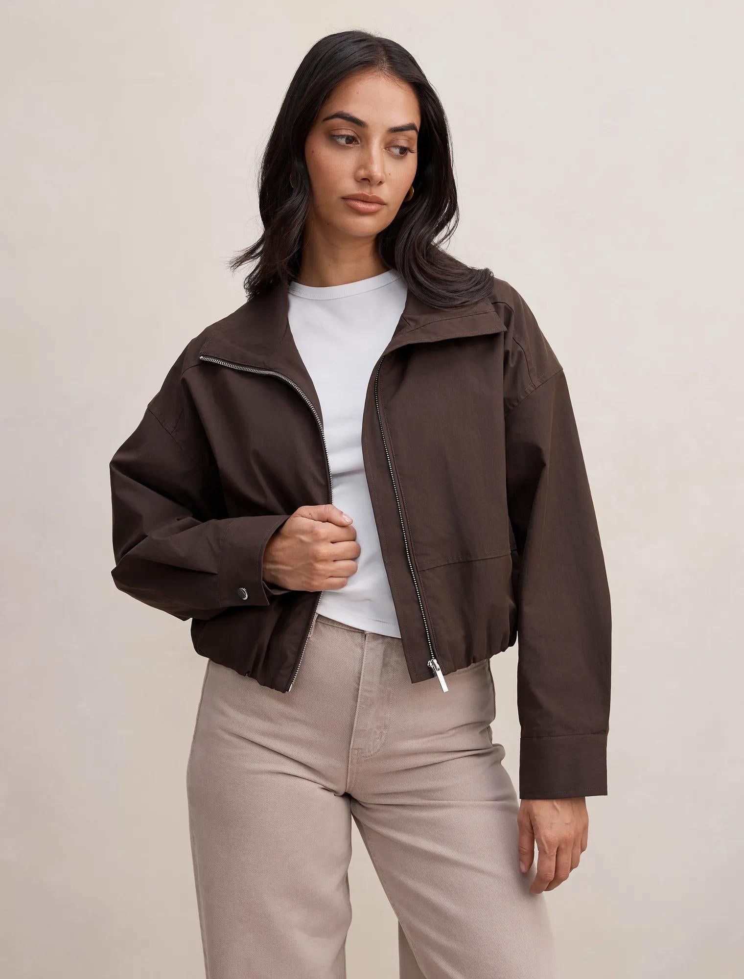 Brooke Funnel Neck Jacket Chocolate