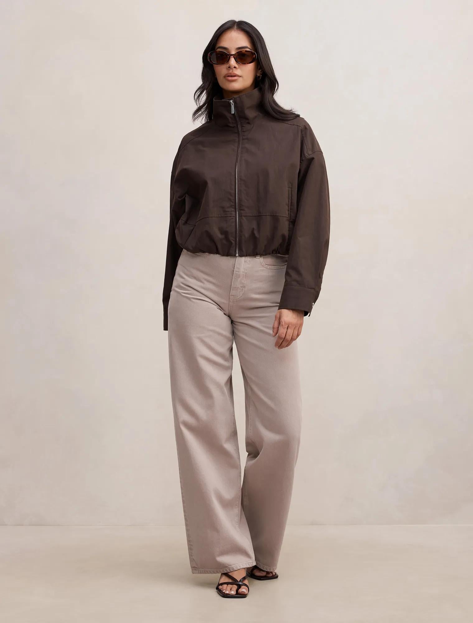 Brooke Funnel Neck Jacket Chocolate