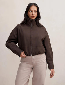 Brooke Funnel Neck Jacket Chocolate