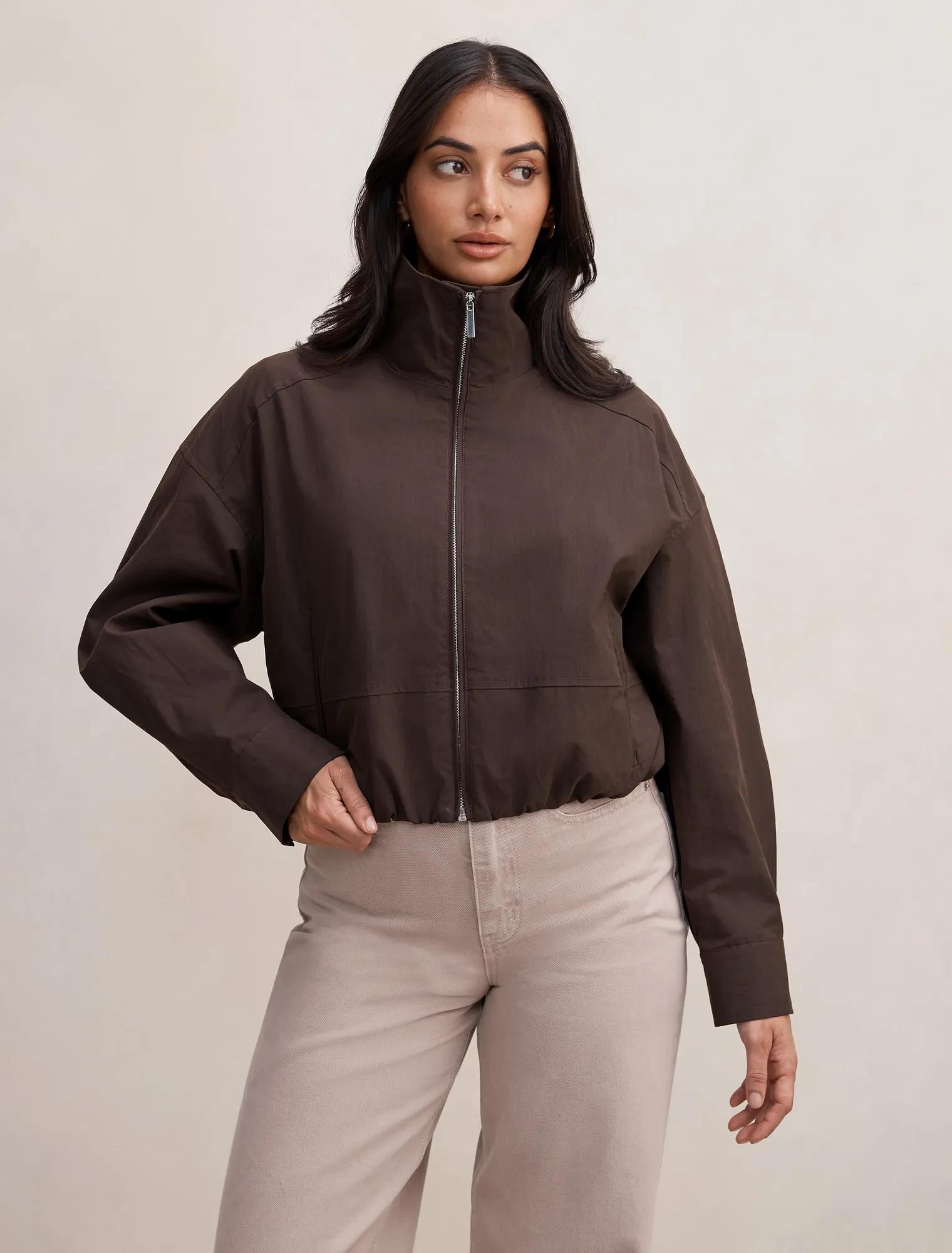 Brooke Funnel Neck Jacket Chocolate