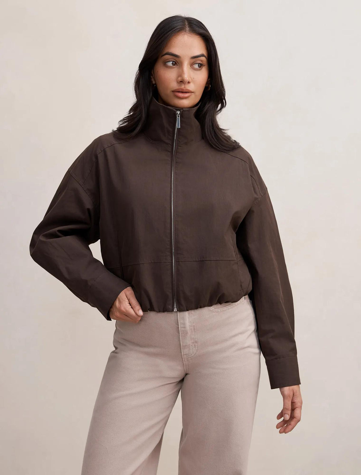 Brooke Funnel Neck Jacket Chocolate