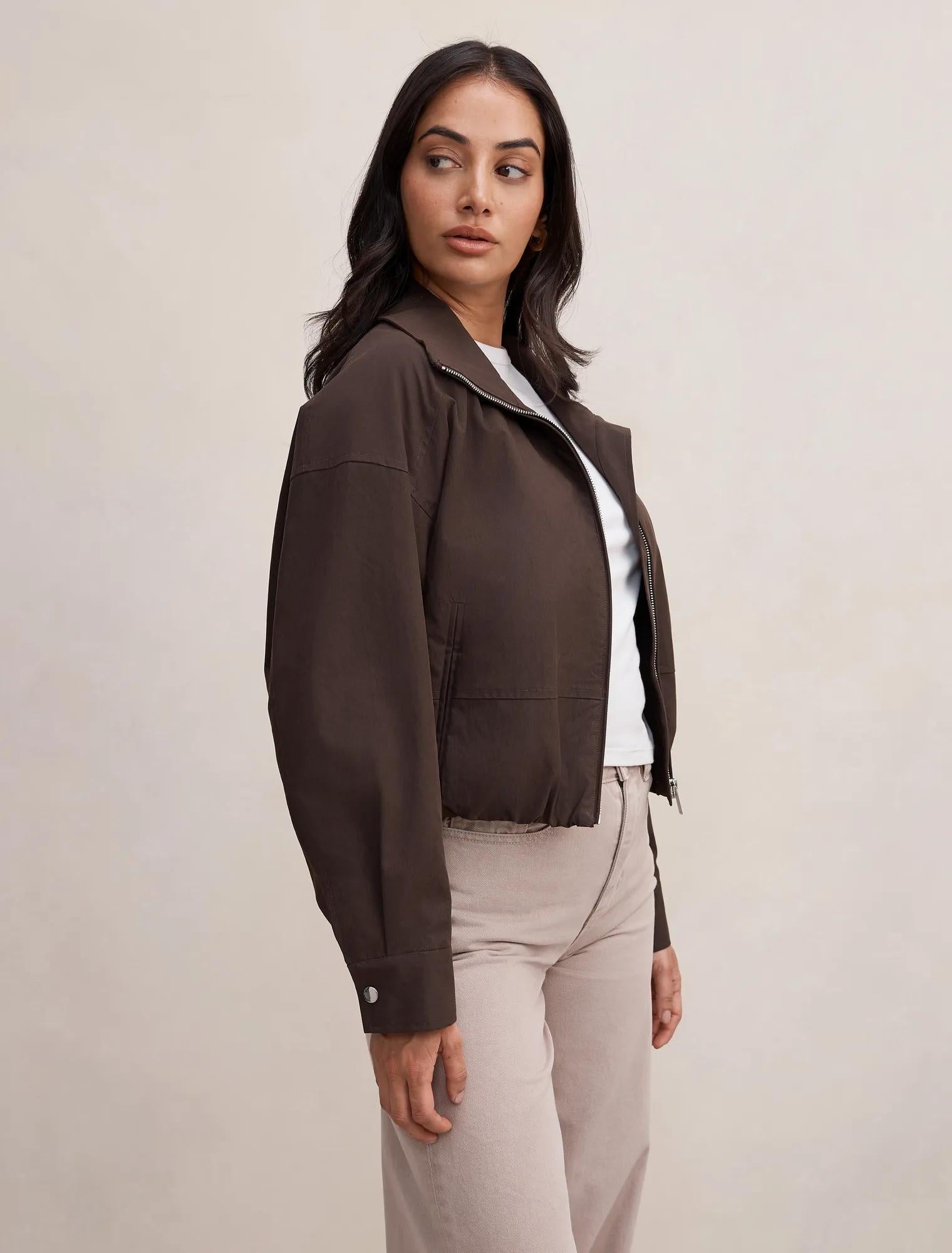 Brooke Funnel Neck Jacket Chocolate