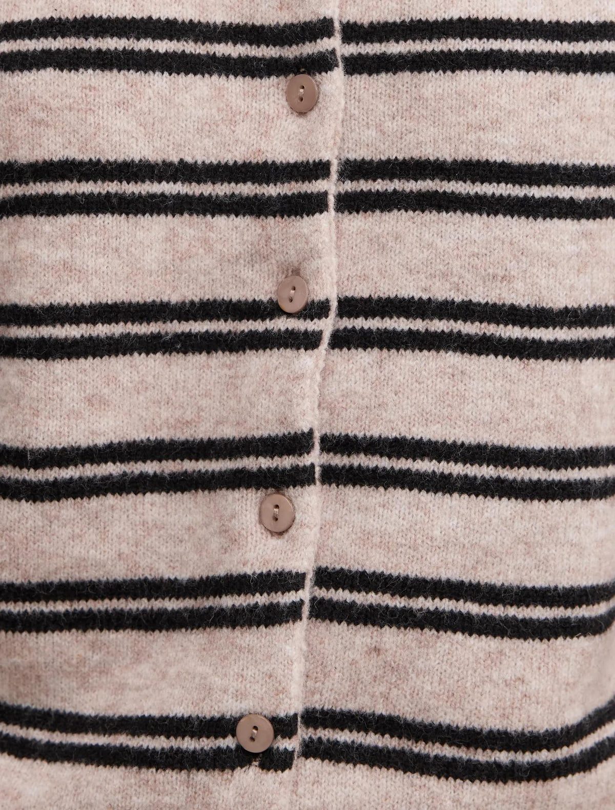 Eloise Stripe Knit Cardigan Mushroom/ Black Stripe