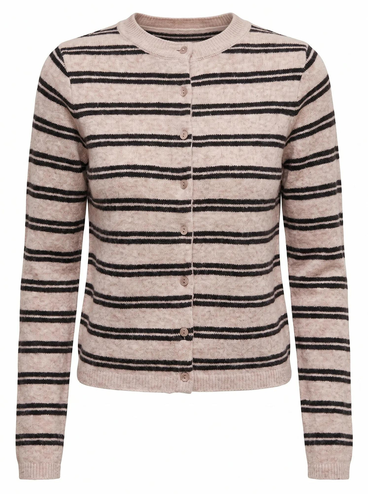Eloise Stripe Knit Cardigan Mushroom/ Black Stripe_mannequin