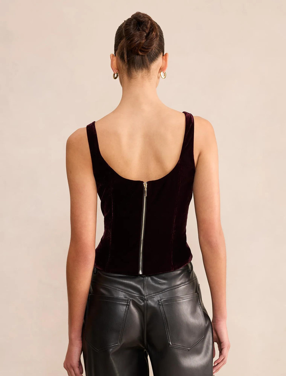 Slone Velvet Corset Top Berry Red