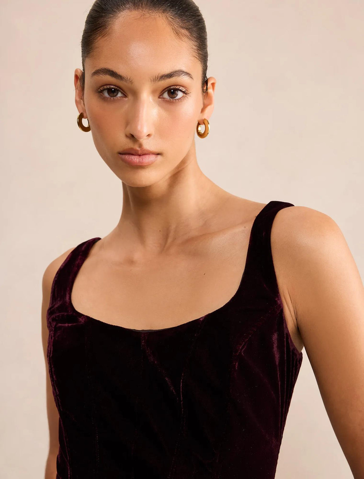 Slone Velvet Corset Top Berry Red