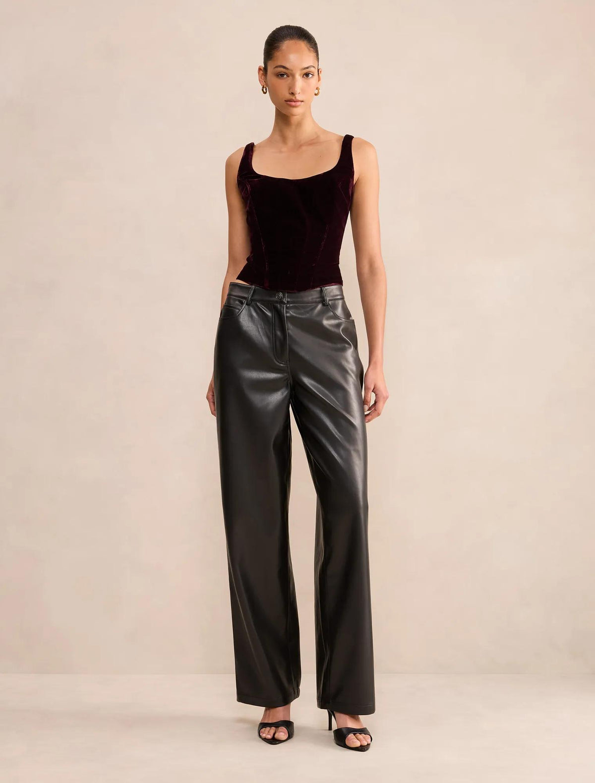 Slone Velvet Corset Top Berry Red