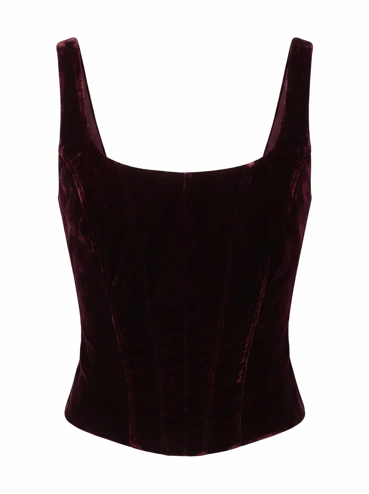 Slone Velvet Corset Top Berry Red_mannequin