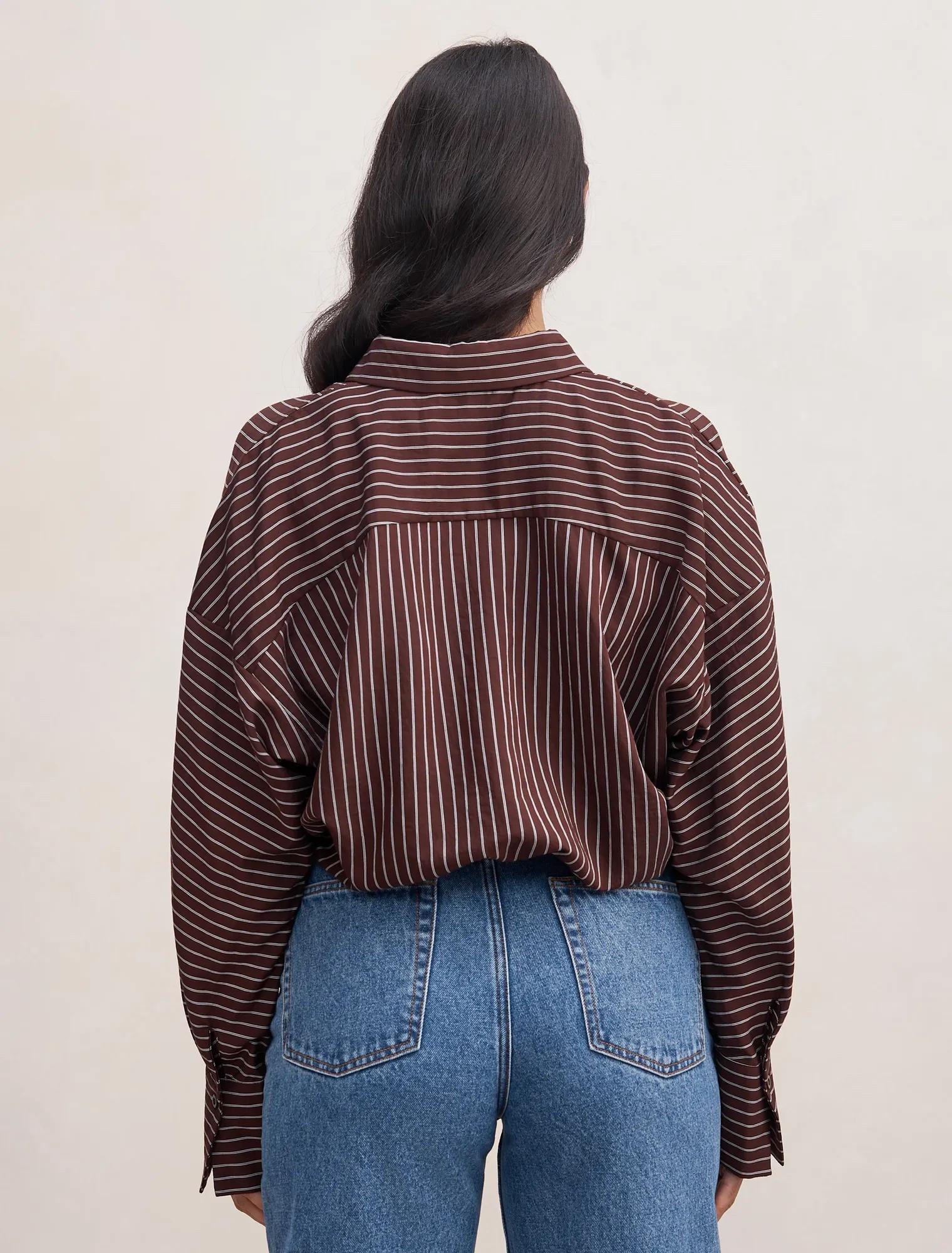 Violetta Bubble Shirt Chocolate Stripe