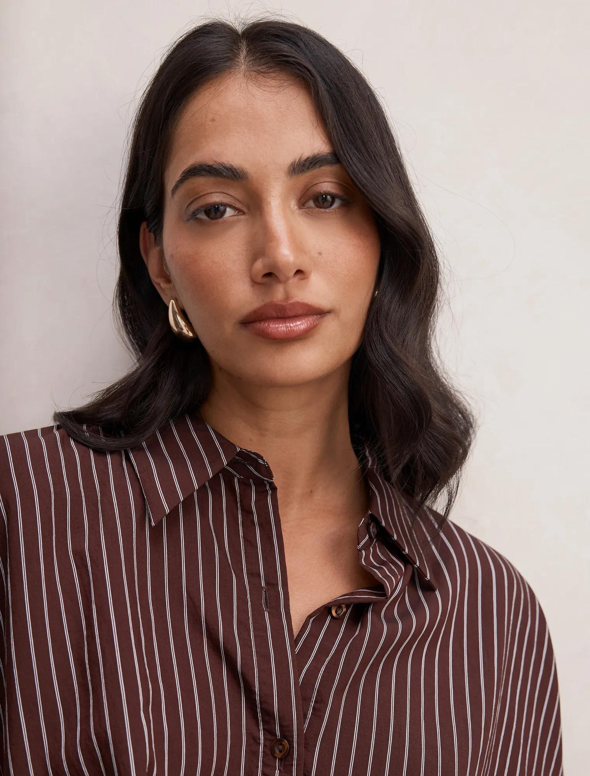 Violetta Bubble Shirt Chocolate Stripe