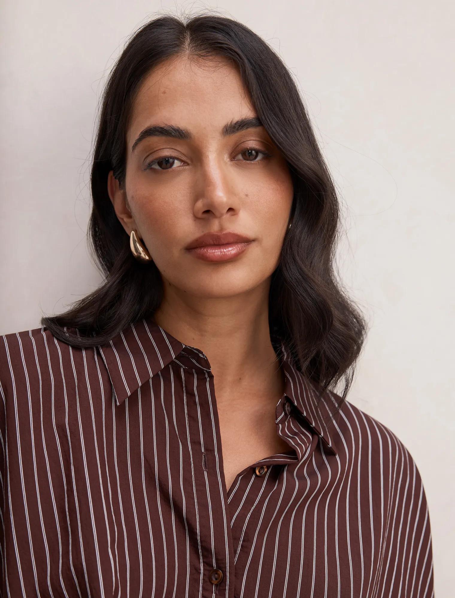 Violetta Bubble Shirt Chocolate Stripe