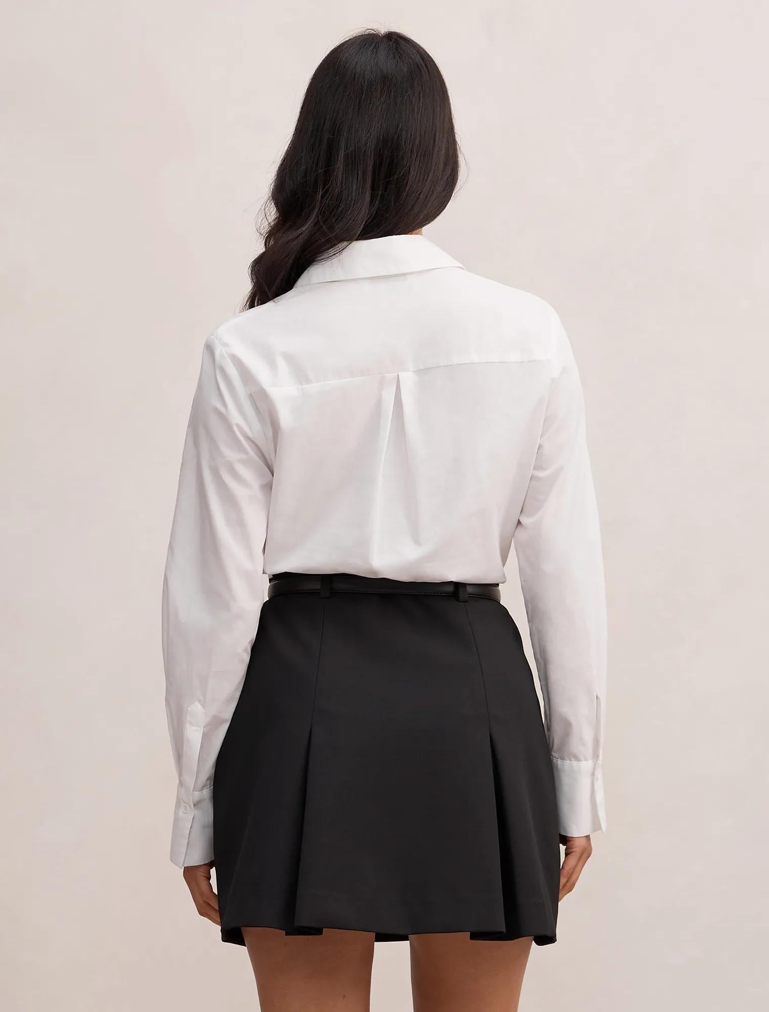 Esme Shirt Belted Mini Dress White/ Black