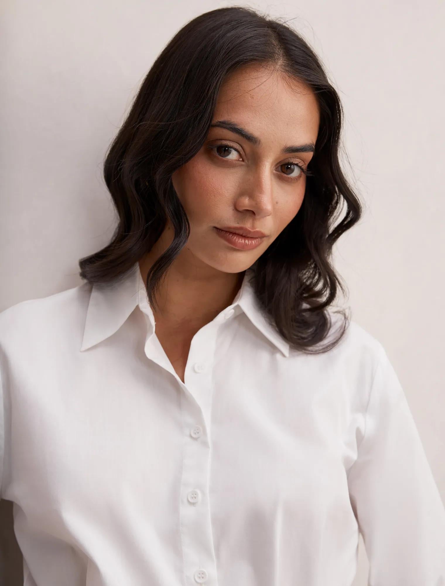 Esme Shirt Belted Mini Dress White/ Black