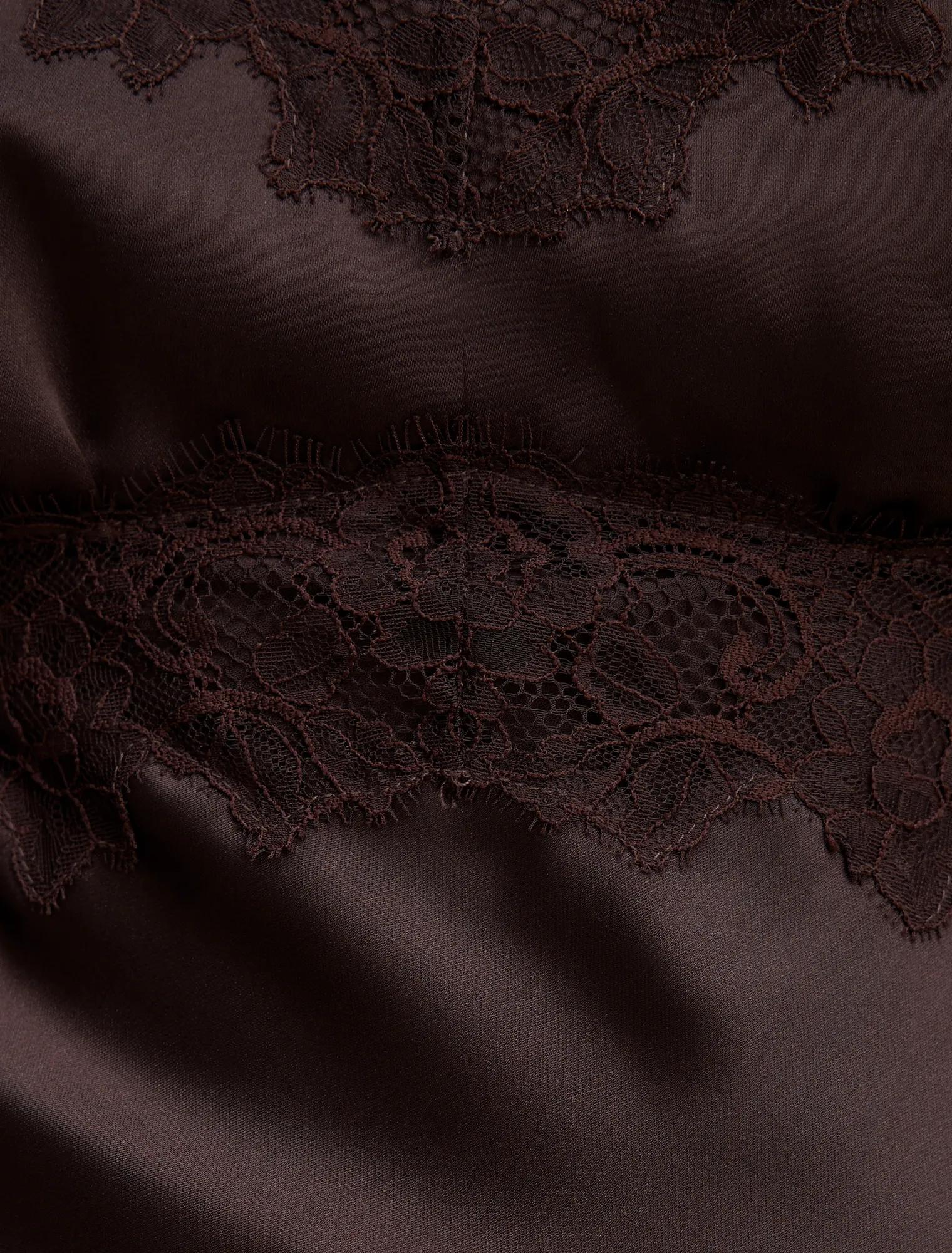 Marissa Lace Trim Satin Mini Plum Brown