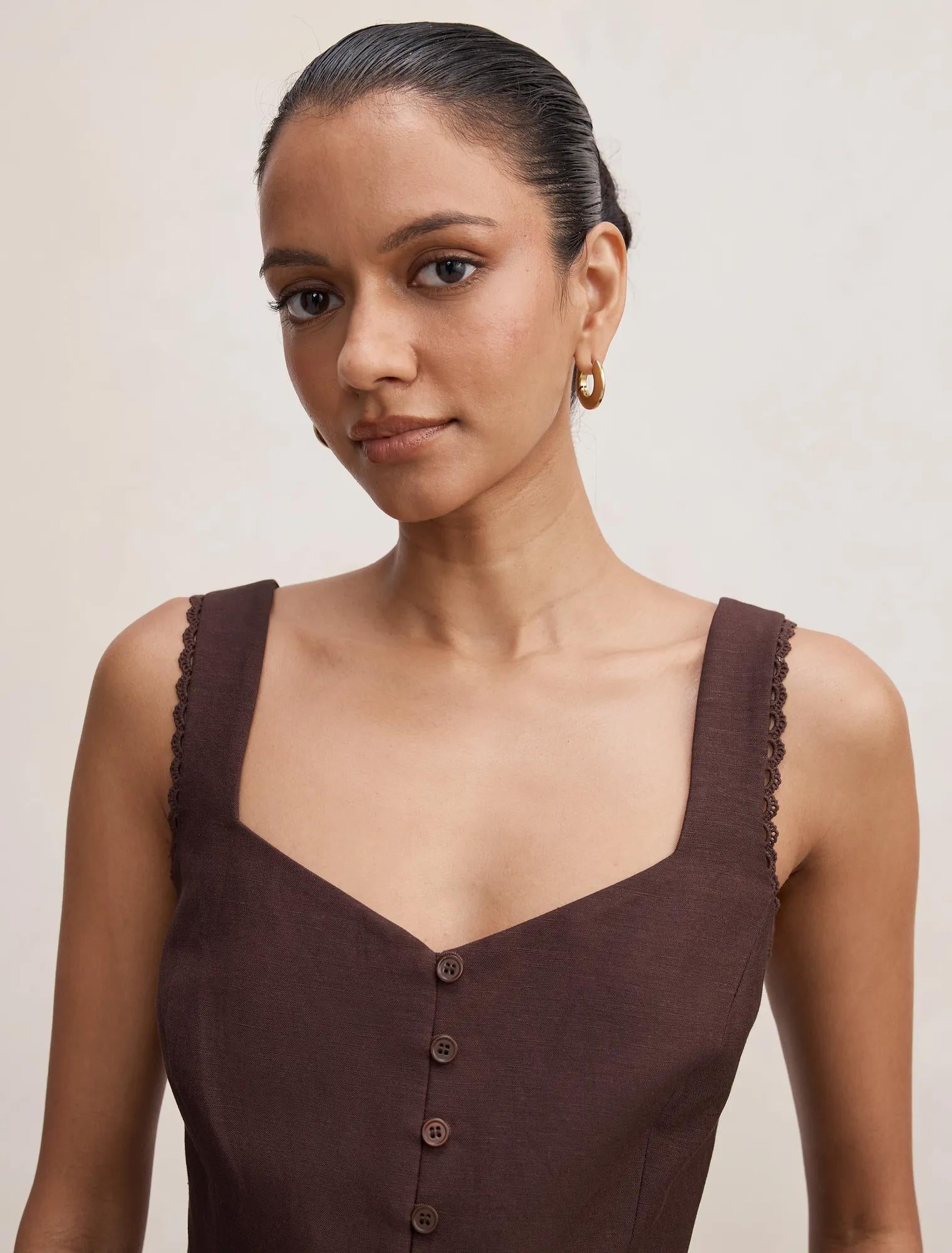 Cinzia Petite Trim Detail Top Chocolate Set