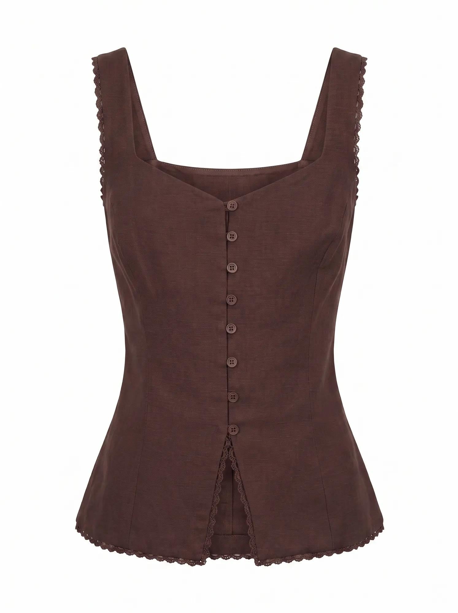 Cinzia Petite Trim Detail Top Chocolate Set_mannequin