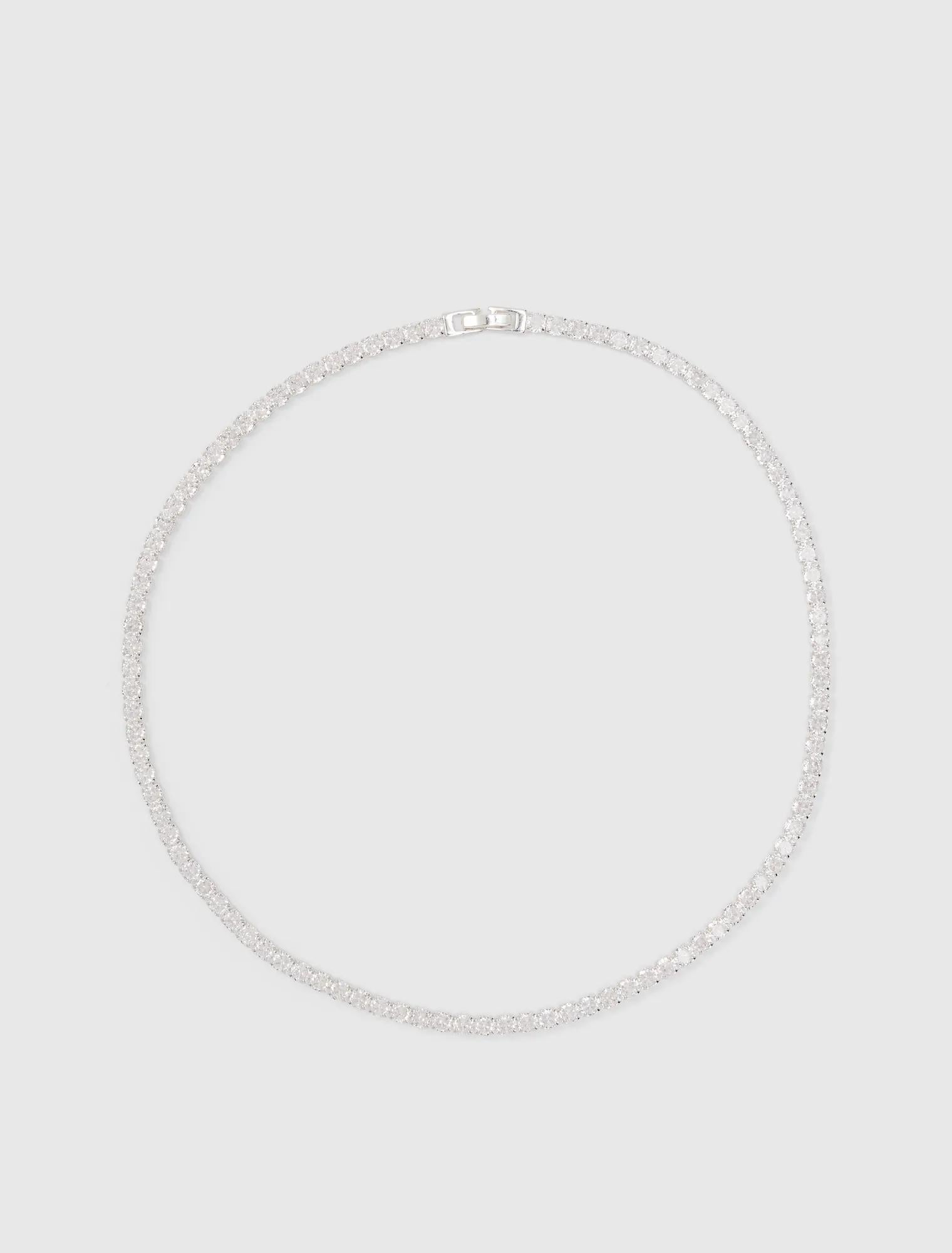 Cristalle CZ Tennis Necklace Silver/ Crystal_mannequin