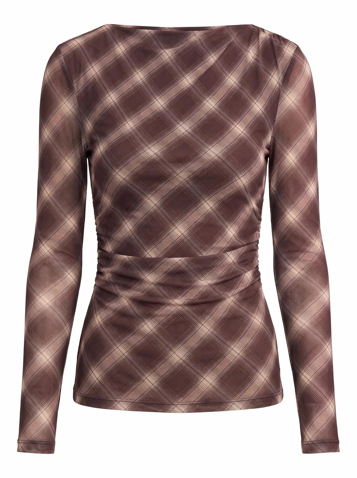 Allegra Check Long Sleeve Top Brown Check