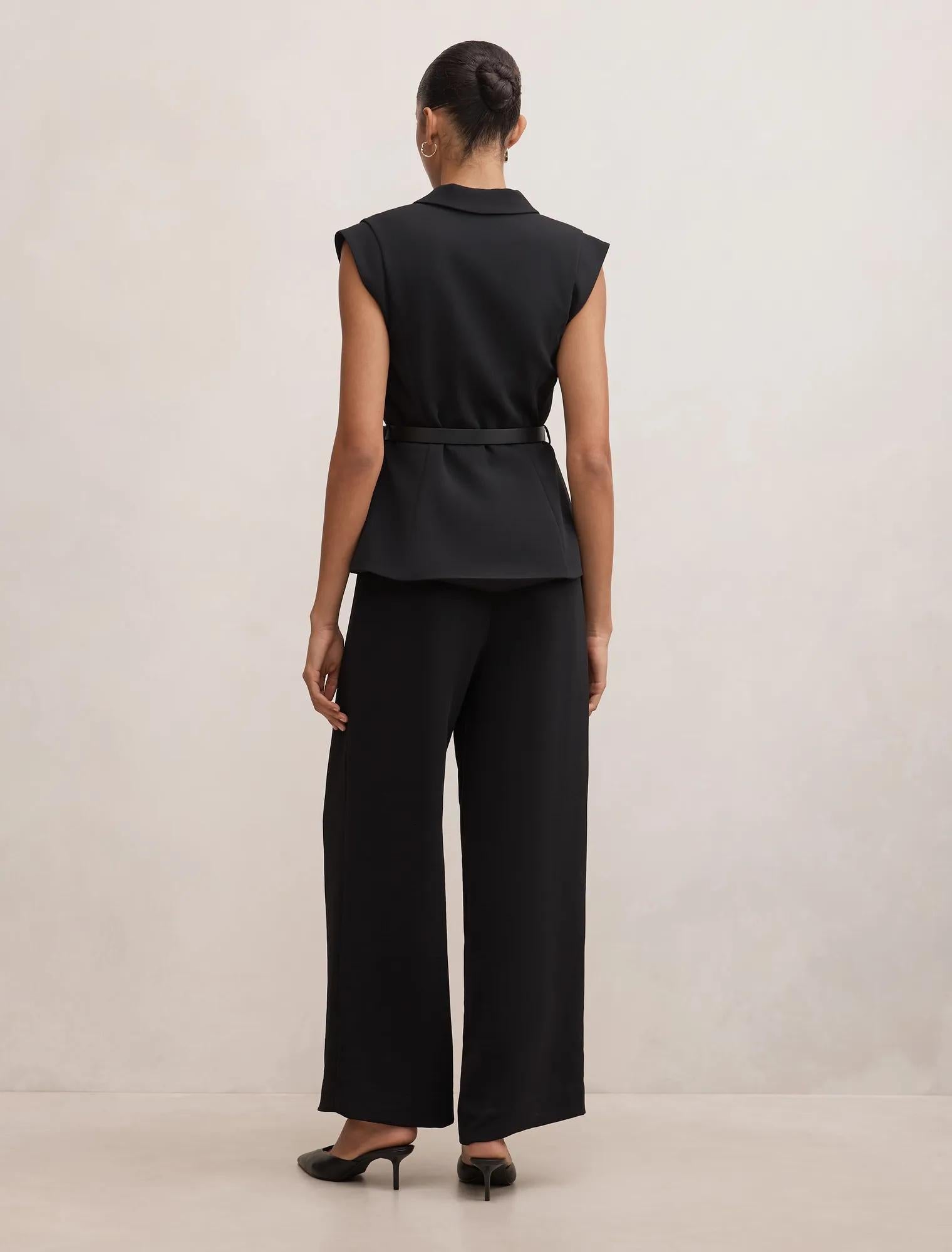 Ayla Tailored Belted Jumpsuit Black