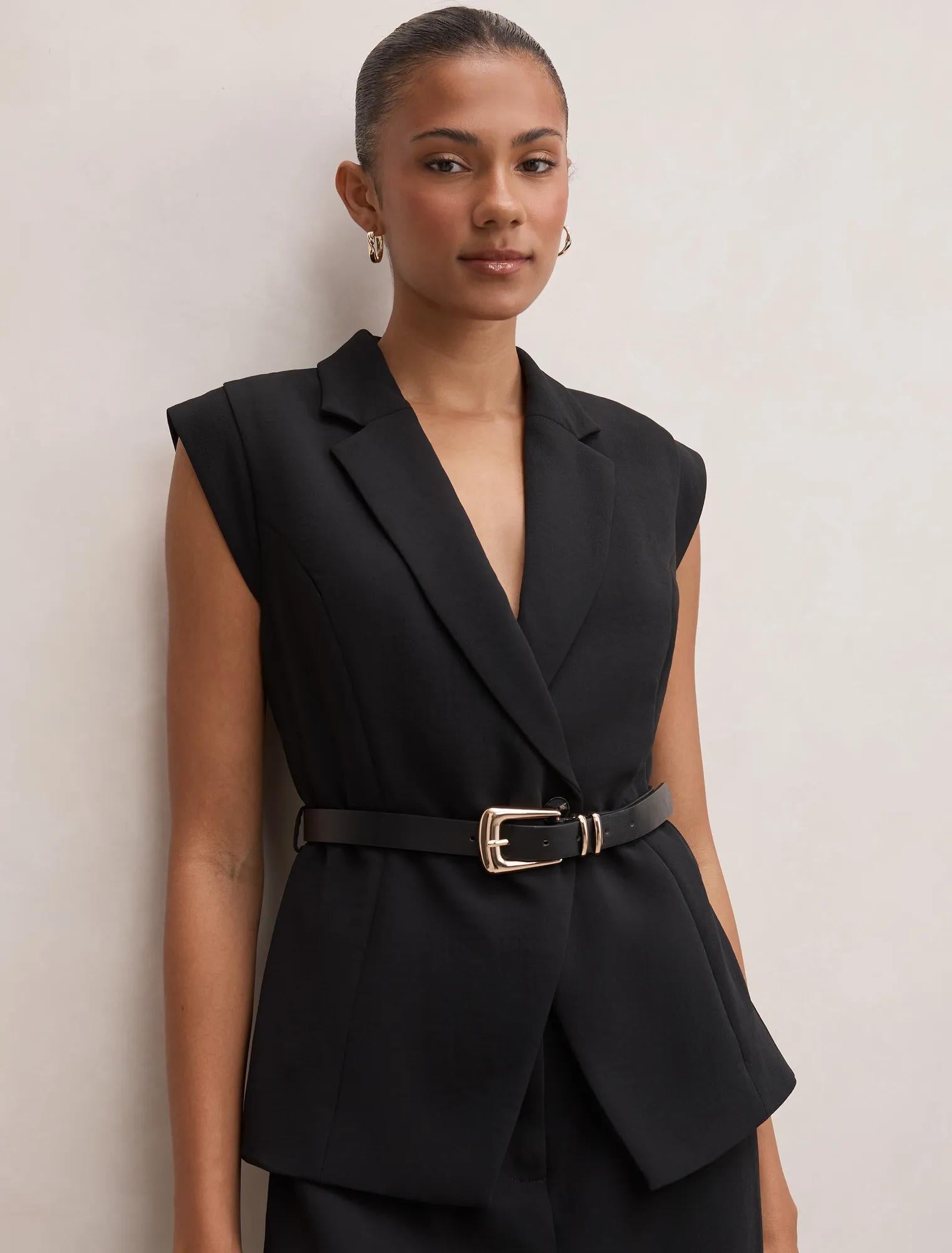 Ayla Tailored Belted Jumpsuit Black