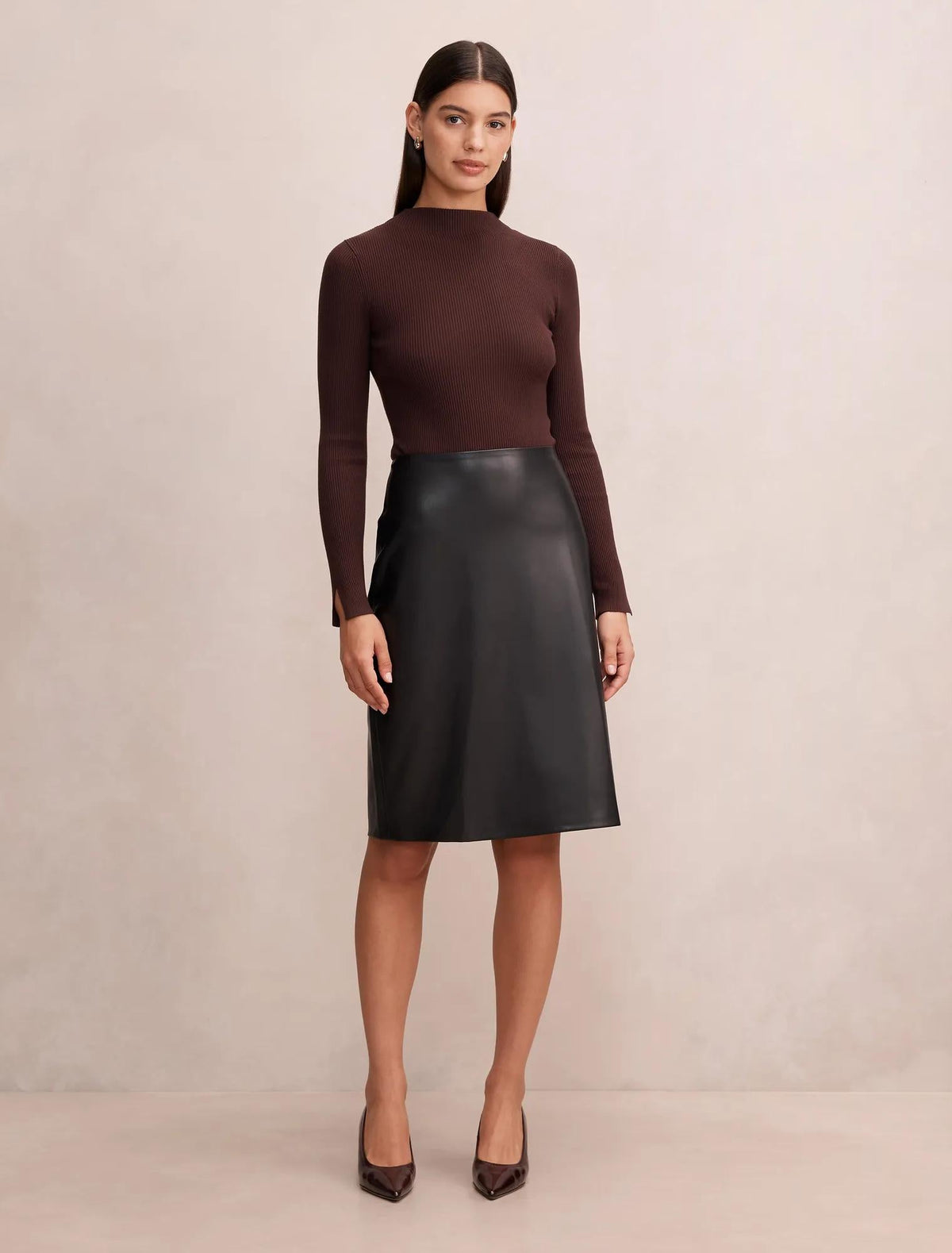 Gigi PU Pencil Skirt Black