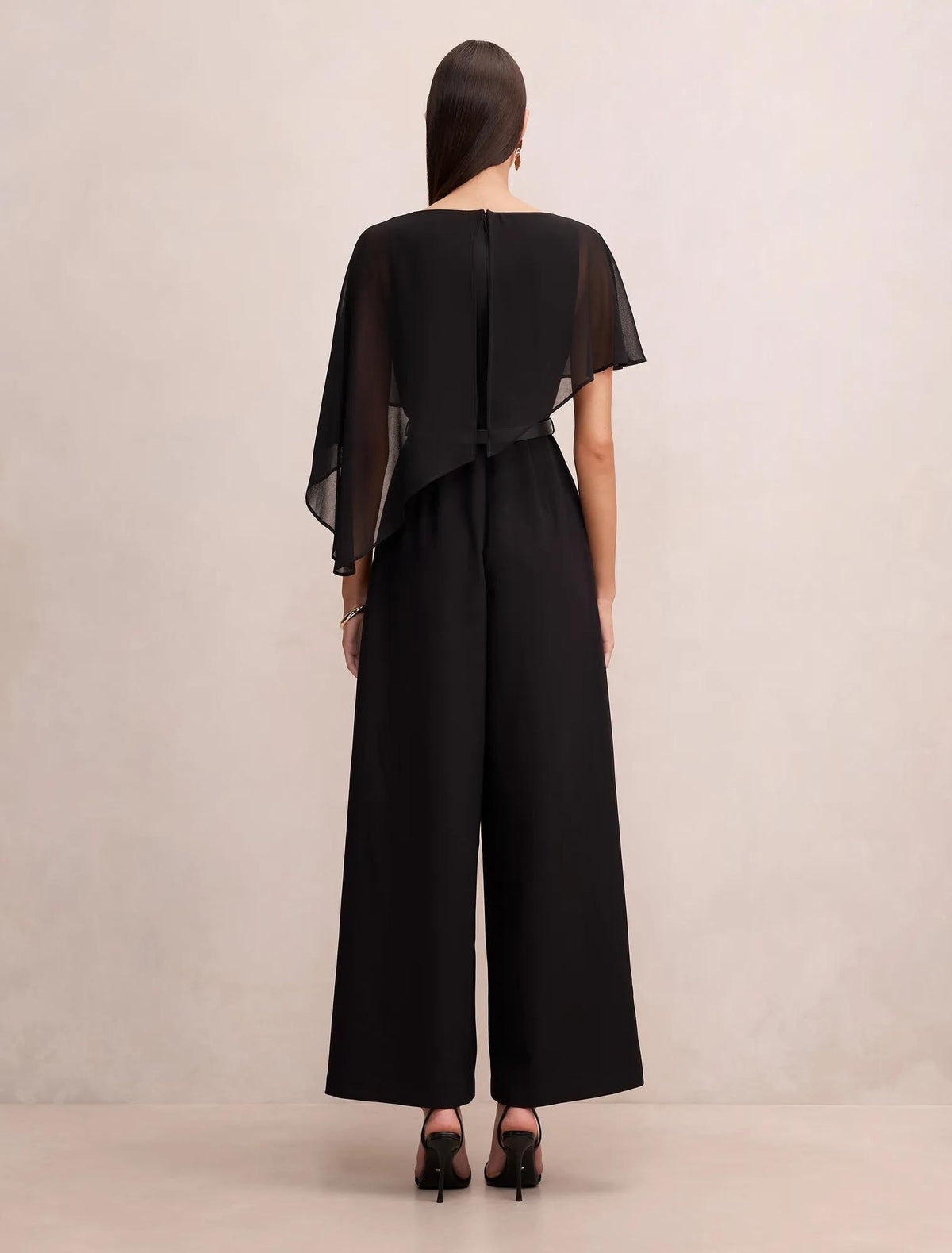 Leonie Cape Overlay Jumpsuit Black